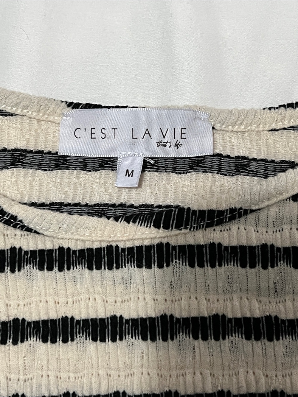 C’est La Vie Striped Ruched Cap Sleeve Top - Picture 3 of 3
